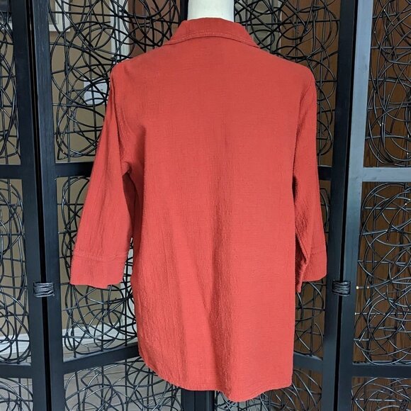 Focus Casual Life Size Medium Rust Color Button Front Tunic 3/4 Sleeves EUC - Picture 4 of 8